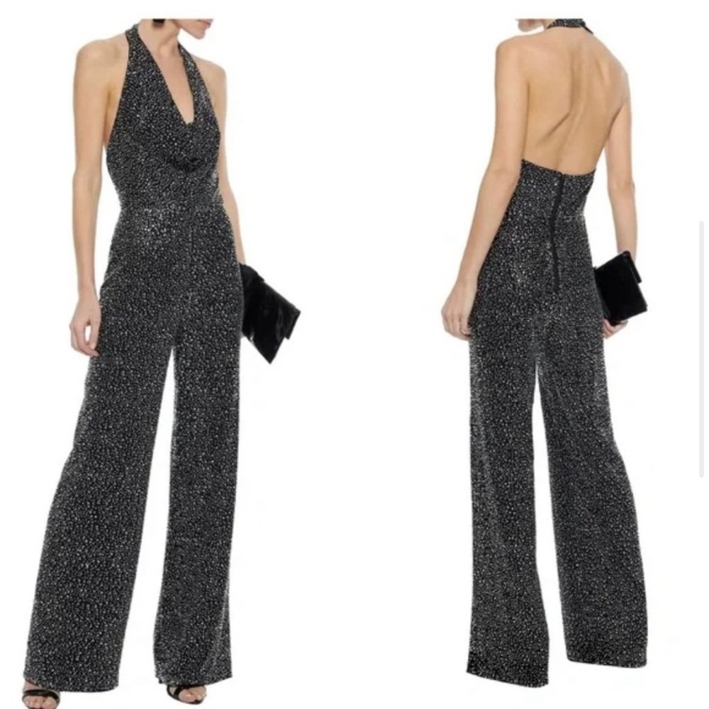 NWT Alice + Olivia Salem Halter Cowl Neck
Crystal Black Jumpsuit - Size 0
